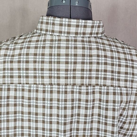 EXPRESS Men's Western Brown‎ and White Plaid Shirt Medium - Picture 6 of 9